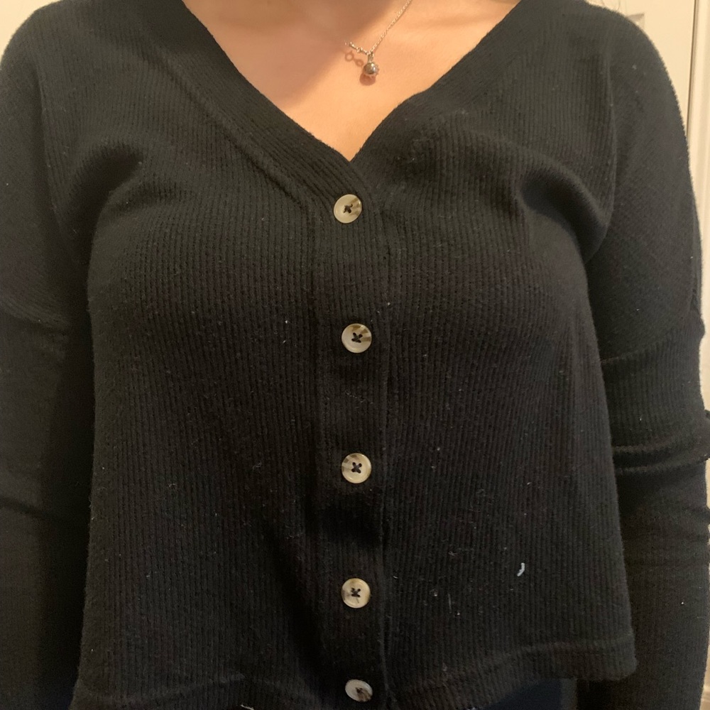 Long sleeve button up crop top